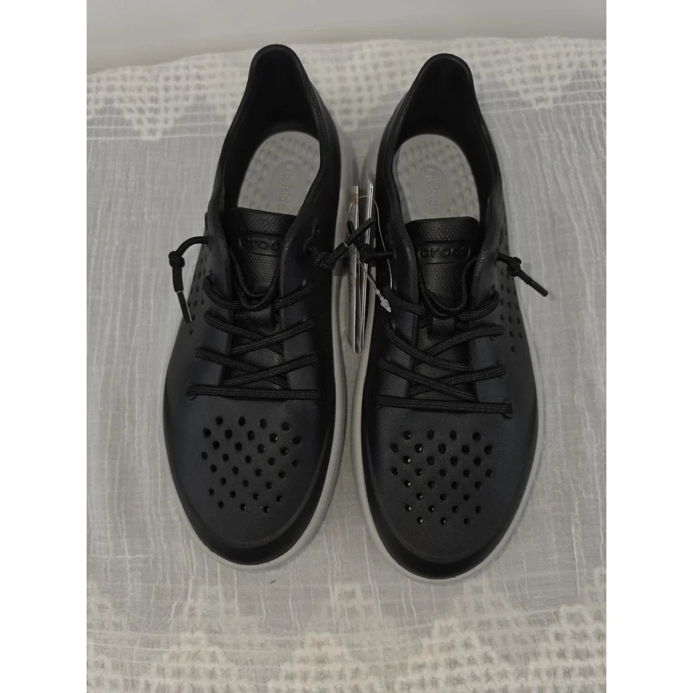 New Crocs InMotion Pacer Sneakers Black Womens Size 9 Lace Up Comfort Shoes